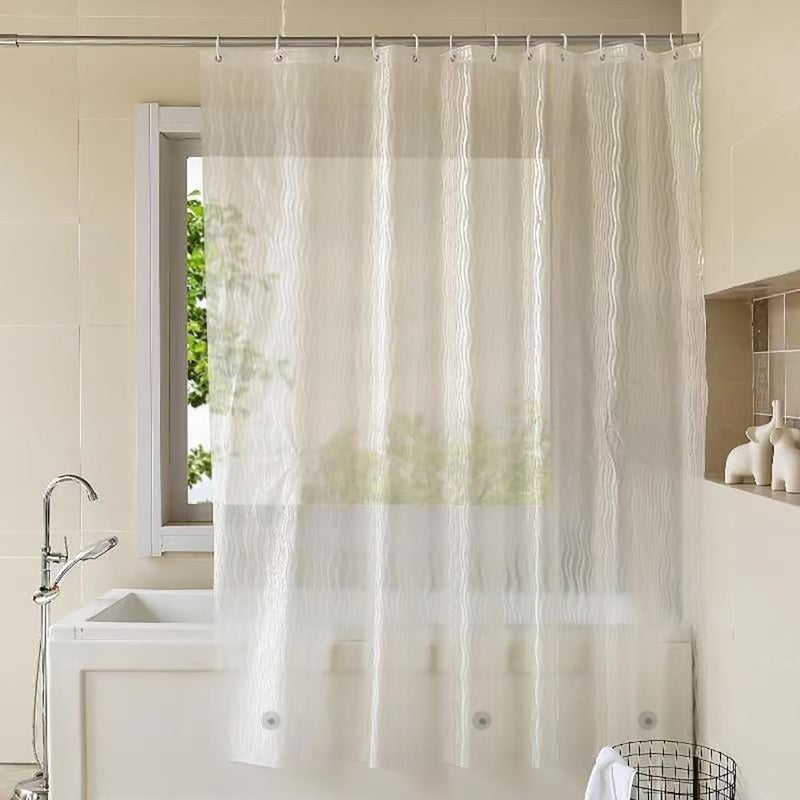 jssablo Shower Curtain Liner, 100% Waterproof Eva Shower Curtains with 3 Duty Heavy Bottom Magnets and 12 Rust Proof Grommets, 72x72 Weighted Shower Liner for Shower Stall, Bathtubs - Image 1